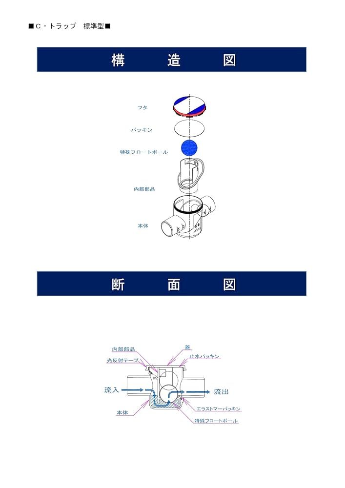Amazon.co.jp: コンドーFRP工業 C・トラップ 標準型 50A F-CT50